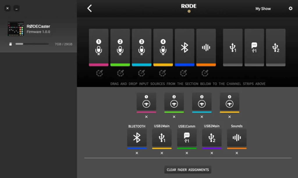 rode rodecaster pro II image 8C screenshot audio setup option screen 1280x720 rgb