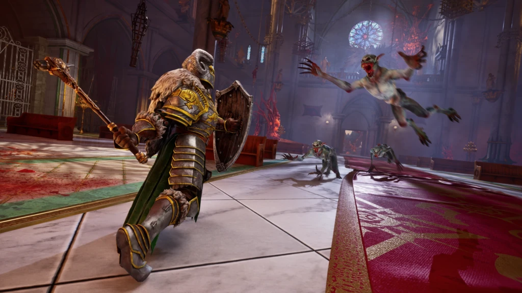 Crimson Moon : le nouvel action-RPG gothique prévu pour septembre 2026 2 Capture d'écran du jeu Crimson Moon, où le joueur combat des monstres au sein d'une grande cathédrale