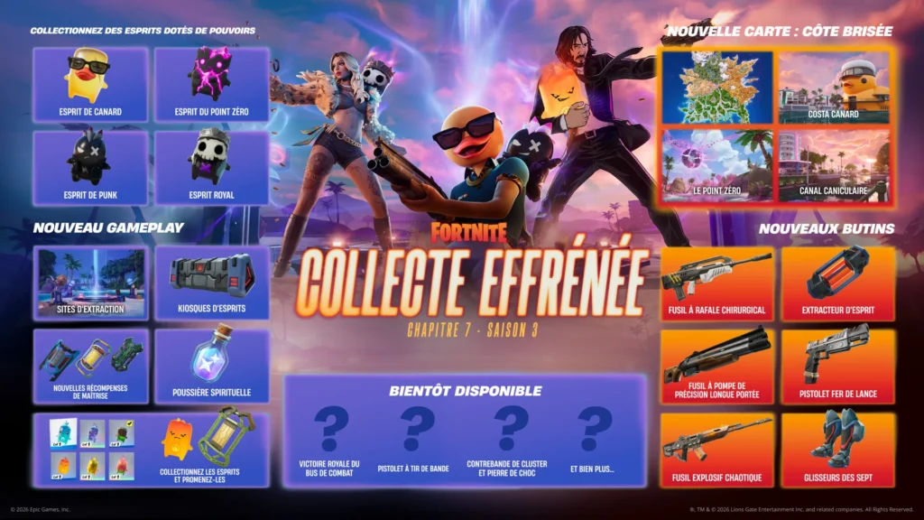 Fortnite Chapitre 7 Saison 3 : nouveautés, Sprites et récompenses 9 Récapitulatif de la Collecte Effrénée sur Fortnite, chapitre 3, saison 7