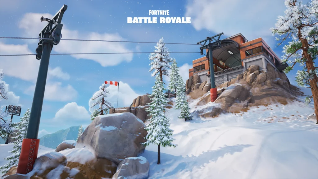 Fortnite Chapitre 7 Saison 3 : nouveautés, Sprites et récompenses 5 Une capture d'écran de la zone enneigée de la carte de Fortnite, chapitre 3, saison 7