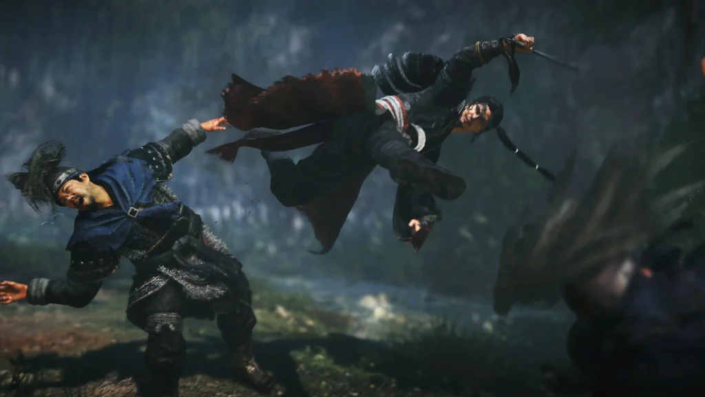 Wo Long 2: Wings of Ember : le nouvel opus du RPG dark fantasy prévu pour début 2027 5 Image du jeu Wo Long 2: Wings of Ember, montrant une acrobatie en plein combat du personnage principal