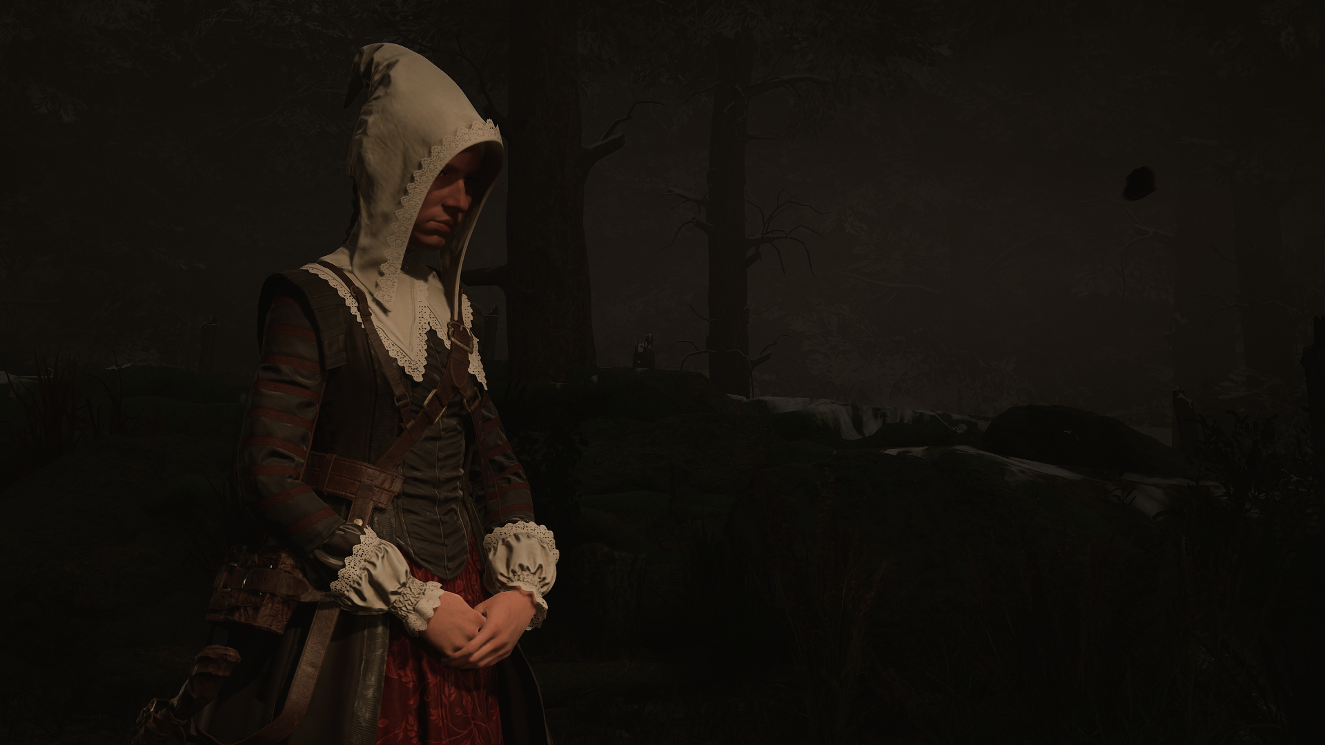 1666 Amsterdam : l’accès anticipé arrive très bientôt 3 Noa du jeu 1666 Amsterdam, sous sa forme humaine. Elle porte une jupe rouge avec par dessus une veste marron fermée, par dessus une colerette blanche couvre son cou et des dentelles bouffantes de la même couleur couvrent ses poignets et le haut de ses mains. Un petit capuchon blanc masque ses cheveux et une sacoche est accrochée en bandoulière sur le côté.