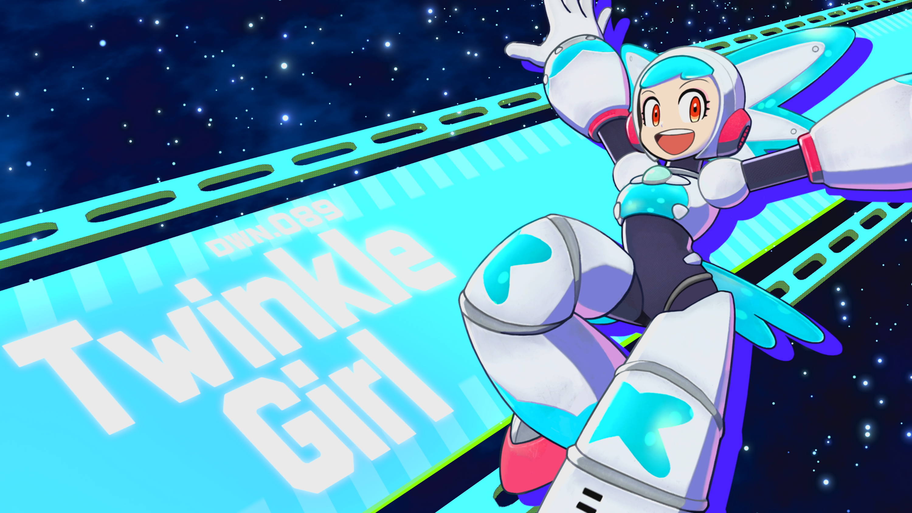 Capture d'écran du jeu Mega Man Dual Override. Il s'agit de Twinkle Girl.